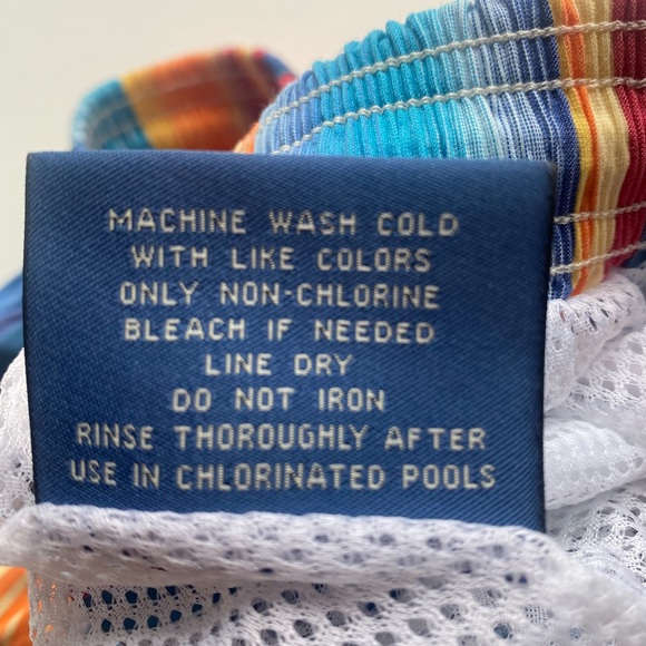 Faconnable Mens Swimtrunks Bathing Suit Multi Color Stripped Pattern Size M - Picture 8 of 9